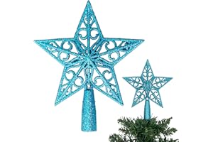 SHATCHI Decoración para árbol de Navidad con Purpurina Azul Hielo de 14,5 cm, inastillable, para decoración de árbol de Navidad, Corona de árbol de Navidad, Adorno de día Festivo