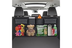 ACELIFE Car SUV Boot Organiser Storage, Car Seat Organiser, Back Seat Protector, Car Tidy Organiser with Waterproof Kick Mat & Multiple Pockets, Car Boot Storage Bag, Car Accessories