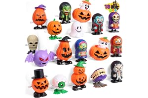 JOYIN Halloween uppdragningsleksak 18 stycken, 18 olika designurverk leksak rörlig, halloween present till barns födelsedag, presentpåsar fyllmedel, söta eller sura presenter