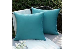 EMEMA Funda Cojines Exterior Impermeable Fundas de Almohadas de Lino de Sofá Almohadas Decorativas Modernas para Salón Cama Silla Oficina Dormitorio Habitacion Lumbar 2 Piezas 45x45cm Azul Claro