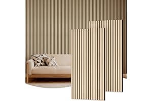 TONOR 2 Pack Paneles Acústicos de Chapa de Madera, 120 x 60 x 1 cm, Panel para Pared, Aislante Acustico Decorativa en 3D, Espuma Insonorizantes para el Salón, el Despacho, la Encimera, Roble