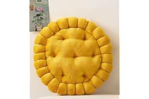 IXITON Biscotto a forma di cuscino di meditazione cuscino di seduta rotondo Cookie Chair Pad quadrato cuscino del pavimento per sedia soggiorno balcone ufficio divano yoga（40cm） (rotondo, giallo)