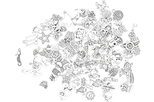 Bailinks Silver Charms for Jewellery Making,100 Pieces Mixed Smooth Tibetan Metal Charms Pendants for DIY Craft Jewelry Making Bracelet Necklace Pendant Earring Accessories