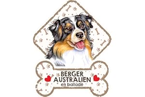 POWER GIFT BERGER AUSTRALIEN - Panneau pour pare-brise avec ventouse– mon chien est à bord. Plaque signalétique pour tous type véhicule. Chien à bord, en ballade, on tour.