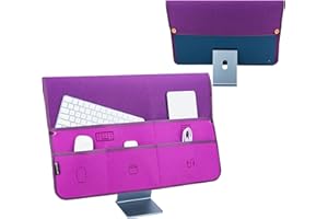 KISLANE Staubschutz kompatibel mit iMac 24 Zoll, Staubschutz für iMac mit mehreren Taschen für Magic Keyboard, Magic Mouse, Magic Trackpad und anderes Zubehör (lila)