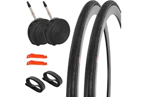 JIAYAN Pneu de vélo de route 700 x 25c avec chambre à air et démonte-pneus, pneus de rechange pliables avec doublures de pneu pour ville et route