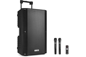 Vonyx VSA700 Enceinte Sono Active 1000W - Batterie Intégrée, Haut-Parleur 15", 2 Micros Main, Bluetooth, 8 Heures d'Autonomie, Idéale pour Vos Conférences ou pour Diffuser de la Musique