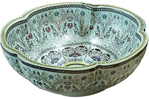 jdzjybqx Art Lavabo à poser en céramique bleu clair avec motif floral pour bar et petite garde-robe, 1 plateau de lavabo pour salle de bain