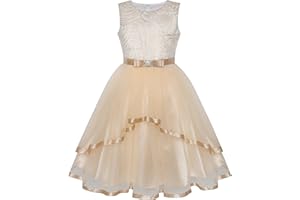 Sunny Fashion Robe Fille Fleur Bleu Belted Mariage Partie Demoiselle d'honneur 4-12 Ans