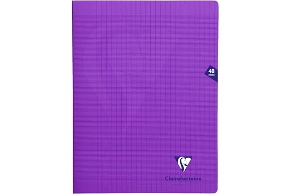 Clairefontaine 373311C Un Cahier Agrafé Mimesys Violet - 24x32 cm - 48 Pages Grands Carreaux - Papier Blanc 90 g - Couverture Polypro
