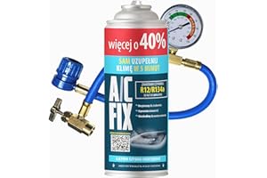 A/C FIX R134a Refrigerant Replacement Gas - Coolant Air Conditioning Car - Gas Bottle 1 x 235 g Car Air Conditioning Refill Set - Motorhome - Air Conditioning Hose - Pressure Gauge Air Conditioning
