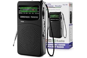 JOUDIX Radio Portátil Pequeña, Radio a Pilas FM/Am Transistores, Kit de Emergencia Señal Súper Fuerte Altavoces externos ACK Auriculares Linterna Escuche Noticias Entretenimiento, Apto para Cocinas Baños