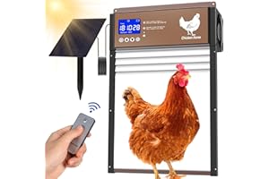 Yoarmyt Porte Automatique Poulailler Solaire【Intelligent et Durable】 Porte pour Poulailler avec Écran LCD Étanche, Anti-Clip, Porte de Poulailler Automatique avec Induction Lumineuse, Minuterie