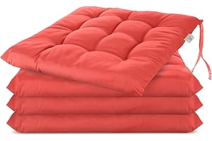 Brandsseller Lot de 4 Coussin de Chaise 40x40 cm Coussin d'assise Rembourrage de Chaise avec Fixations Décoration pour l'intérieur et l'extérieur piqué - Rouge