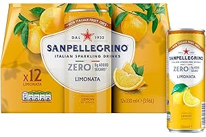 San Pellegrino Italian Sparkling Drinks Zero Sparkling Lemon Canned Soft Drink 12 x 330ml | 21kCals per can