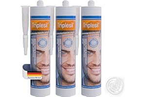 TRIPLESIL GP Mastic Silicone- Haute Température 3x310 ml -Étanchéité Sanitaire et Extérieure -Idéal pour Intérieur et Extérieur- joint salle de bain-Sanitary Silicone sealant for indoor &outdoor use,(blanc)