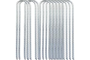 FWEEK 12PCS 12Inch Tent Pegs, Heavy Duty Rebar Stakes, Galvanized Tent Stakes Camping Pegs, U Shaped Garden Stakes Trampoline Pegs, Extra Long Ground Anchor for Trampoline, Football Goal Net, Swing