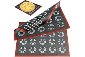 JOKAPY 2Pcs Tapis de Cuisson en Silicone pour Macarons, Tapis de Cuisson Silicone Micro Perforé pour Four Anti-Adhérent, Patisserie Accessoires Professionnel Réutilisable pour Macaron/Biscuit