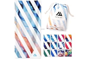 ALP & ACT Strandtuch XXL 200x90 cm - 100% recycelte Mikrofaser - EXTRA LEICHT & schnelltrocknend - großes Microfaser Handtuch für Urlaub & Strand - Badetuch inkl. Baumwollbeutel - bunt