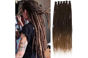 Samtress Dreadlock Extenisons 24 Inch Thin 0.6 cm Width Soft Synthetic Loc Extensions Crochet Hair 20 Strands Single Ended Ombre Blonde Dreads Reggae Crochet Braiding Hair Extenisons (#T27)
