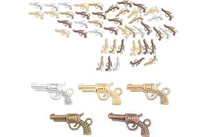 SUNNYCLUE 1 Scatola 50 Pezzi 5 Colori Ciondoli Pistola Arma Fascino Pistola Revolver Arma Pendenti Forniture Artigianali per Gioielli Trovare Creazione di Accessori Braccialetto Fai da Te