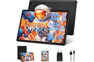 DMOAO Tablet 10 Zoll Android mit 5G WLAN, 8GB RAM + 64GB ROM(TF 1TB), Octa-Core 2.0 GHz, BT 5.0, Face ID, IPS 1280 * 800, 6000 mAh, HD Tablets mit Schutzfall, Schwarz