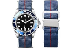 BINLUN Bracelet de Montre Élastique Nylon Style Marine Nationale Parachute Bracelet Montre en Tissu Remplacement avec Crochet Boucle Noir/Argenté Homme Femme 13 Couleurs, 3 Tailles 18/20/22mm