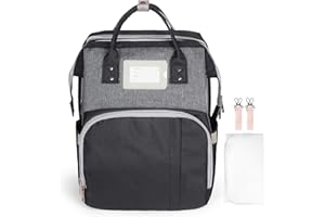 Ohotter Borsa Zaino Fasciatoio Grande con Lettino Pieghevole, Materassino, Cinghie per Passeggini, Tasche Isolanti Bottiglia - Unisex per Mamme e Papà