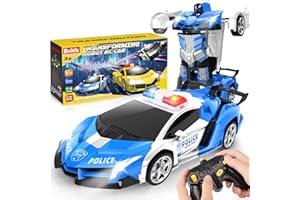 Britik Spielzeug für 3-8 Jahre Mädchen Junge: Transformator Ferngesteuertes Polizeiauto Spielzeug für Kinder Geschenk für Junge 3 4 5 6 7 8 9 10 Jahre RC Auto Roboter 360°Drehung 2,4Ghz Fernbedienung