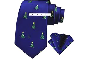 Gusleson 3.15"（8cm） Christmas Tie For Men Festival Pattern Necktie and Pocket Square tie clip Set