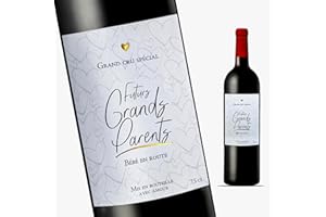 FUNFEST Etiqueta Botella de vino de anuncio de embarazo - Futuros Abuelos - Grand Cru Especial I Anuncio futuro nacimiento para el abuelo - Abuela - Abuelo - Abuela