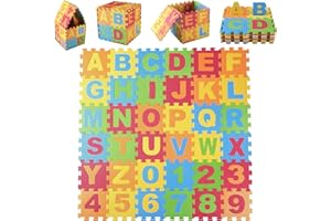 NIFTII Play Mat - 36pc Multi-Coloured EVA Foam Mats for Kids, Baby Play Mats for Floor, Alphabet & Numbers Educational Floor Mat for Children & Toddlers, Soft, Non-Toxic & Easy-to-Clean