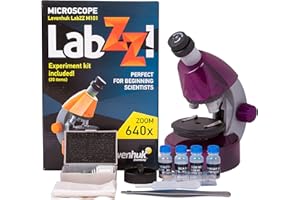 Levenhuk LabZZ M101 Amethyst STEM Microscopio per Bambini con Zoom 640x, Luce a LED, Kit Scientifico Giocattolo Portatile di Vetrini Preparati, Strumenti di Laboratorio, Guida con Esperimenti (IT)