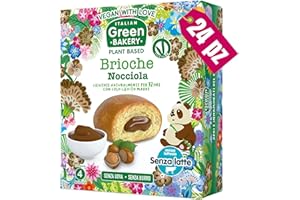 Brioche Vegane Farcite con Crema di Nocciola, Senza Latte e Uova, Merendine Artigianali Plant Based con Lievito Madre, 45 gr x 24pz (6 Confezioni) - Vegan With Love Italian Green Bakery, Made in Italy