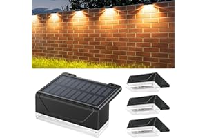 ELLASAY Solar Fence Lights Outdoor: IP65 Waterproof Solar Powered Wall Light - 8 Lighting Modes with 3000K/RGB Colours -Outside Decor for Garden Balcony Porch 4 Pack