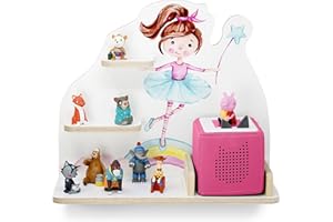 stadtecken Étagère d'angle City en Bois I Convient pour Les Toniebox et Tonies I Rangement Chambre d'enfant I À Suspendre ou à Suspendre (Ballerine, Moyenne)