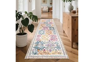 Enyhom Alfombra Pasillo Larga, 75 x 243 cm Vintage Alfombra Cocina Lavable Antideslizante Peluda BohemioTapete Cocina Suave Alfombra para Cocina, Baño, Entrada, Dormitorio, Lavandería, Balcón