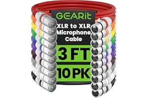 GearIT XLR to XLR Microphone Cable (3 Feet, 10 Pack) XLR Male to Female Mic Cable 3-Pin Balanced Shielded XLR Cable for Mic Mixer, Recording Studio, Podcast - Multi Colored, 3Ft, 10 Pack