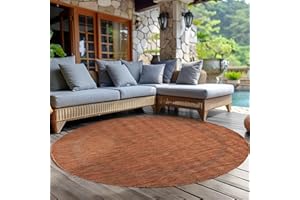 CARPETTEX TEPPICH Carpettex Tapis Intérieur & Extérieur Résistant aux Intempéries 120 cm Rond Couleur cuivre - Tapis de Balcon, Aspect Sisal et Jute Unicolor - Tapis Cuisine, Lavable Jardin Patio Camping