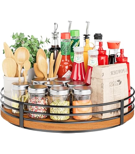 Lazy Susan Organizzatore Girevole 360° 1 Livello 23,4 Cm - Trasparente Per Spezie, Cosmetici, Cura Della Pelle, Armadio Cucina E Bagno - Antiscivolo, Cuscinetti In Acciaio Inox