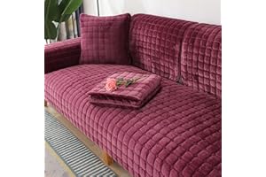 LHKXKKXX Samt Sofabezug 1 2 3 4 Sitzer, Sofaschoner Antirutsch Sofa Cover l Shape, Sofa bezug Set Sofa überzug Ecksofa Couch überwurf sofaüberwurf, Sofa überwurf Couch überzug L Form,Lila,90x160cm