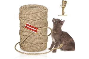 Starvortex 60M Sisal Rope for Cat Scratcher, 6MM Diameter Thick Natural Jute Rope for Cat Tree Scratcher Post Replacement or Recover, DIY Projects for Scratch Post