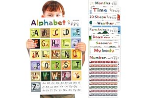 SK SUPKER 18 Educational Preschool Posters for Toddler Kids Classroom Learning Decorations Nursery Homeschool Kindergarten Playroom Teaching Poster with Glue Point Dot 17x11inch (English Style)