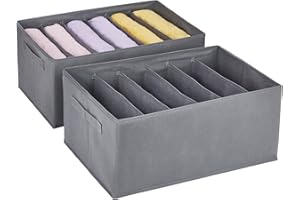 Eucomir Organizador de Ropa Para Armario, Paquete de 2, Caja de Almacenamiento de Armario No Tejida, 6 Celdas Organizadores de Ropa Plegables Para Sudaderas, Suéteres y Jerséis