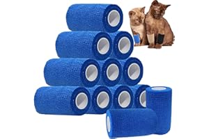 ANAMPION 12 Rolls Self-Adhesive Football Sock Tape 7.5cm x 4.5m Self Adherent Cohesive Bandages Wrap First Aid Athletic Sports Tape for Wrist Ankle Pet & Vet Wrap for Dogs, Horse(Blue)