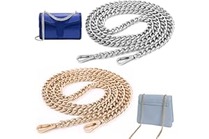 OKOSS 2 Pezzi Catena Borse in Metallo.Catena Borsa Tracolla 120 cm. Tracolla a Catena di Ricambio per Borse.Cinturino Catene per Borsette.Catena per Borsa con Affusolato Fibbie.Colore Argento/Oro