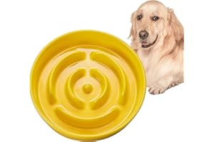 MOPANG Gamelle Anti-Gloutonie pour Chiens de Moyenne et Grande, Bols Surélevés en Céramique pour Slow-Feeder, Antidérapante Gamelle pour Chiens, Ø 21cm, 1000ml, Ambre
