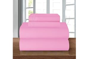 Elegant Comfort Coziest zestaw pościeli, elastyczne prześcieradło z gumką, głęboka kieszeń do 40 cm, mikrofibra, jasnoróżowy, podwójne/podwójne XL
