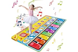 Ballery Tappeto Musicale Bambini, 148 x 60cm Grande Tastiera Pianoforte Musichette Giocattolo Tappetino da Ballo per Pianoforte Piano Mat Educativo Perfetto Natale Regalo per Bambini Bimbi