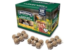 Bucktons High Energy Fat Balls - Box of 150 x 90g Boost Natural Suet Food for Wild Garden Birds. Great for Ground Feeder, Bird Tables. Comes with Topline Card.